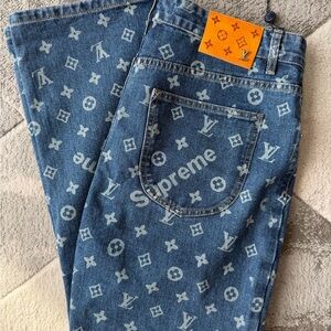 Louis Vuitton x Supreme Blue Denim Jeans
